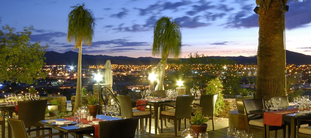 Dining on the garden terrace with a view of Windhoek at Hotel Heinitzburg, Windhoek, Namibia - Image 10