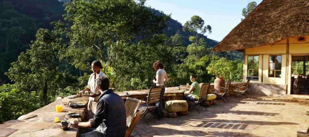 Breakfast on the patio at Volcanoes Bwindi Lodge, Bwindi Impenetrable Forest, Uganda - Image 9