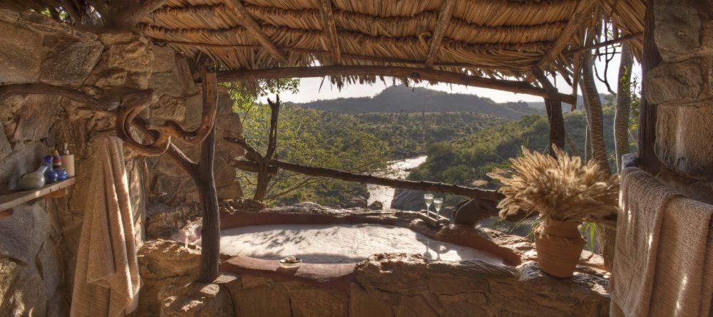 The bathroom with a tub overlooking the river at Sabuk Lodge, Laikipia, Kenya (Stevie Mann) - Image 17