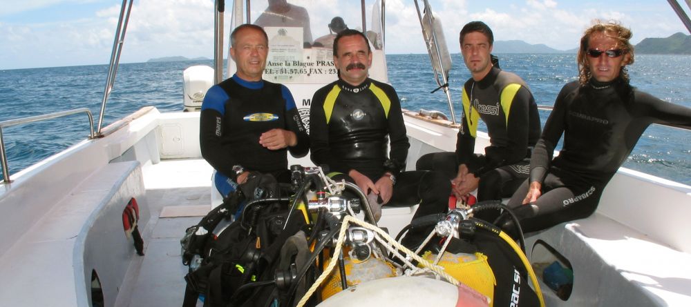 The boat taking guests out to diving spots at New Emerald Cove, Praslin, Seychelles - Image 6