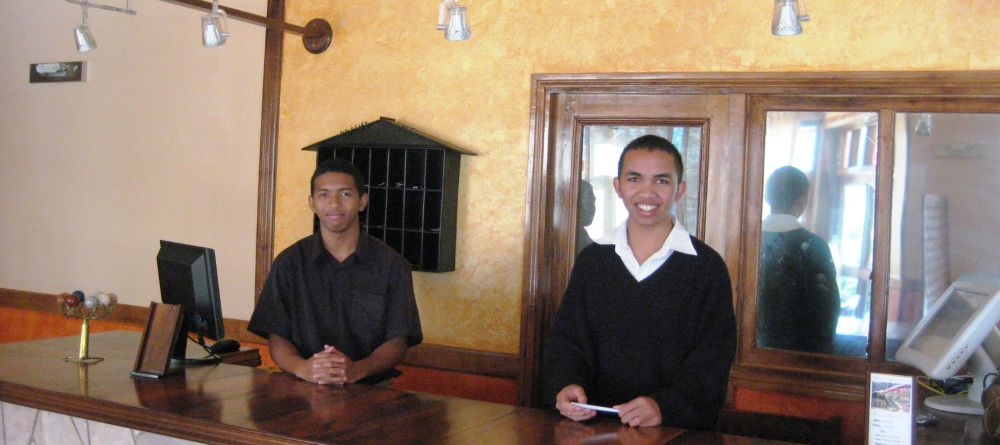 Reception area with the welcome staff at Andasibe Hotel, Andasibe National Park, Madagascar (Mango Staff photo) - Image 14