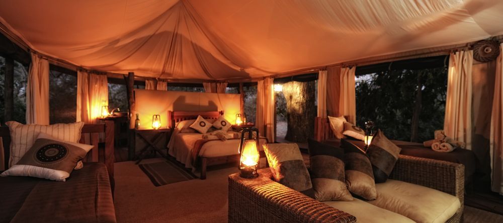Bedroom at night at Kanga Camp, Mana Pools National Park, Zimbabwe - Image 3