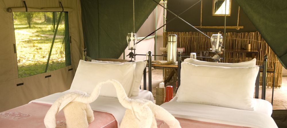 Tent interior at Lake Manze Tented Camp, Selous National Park, Tanzania - Image 3