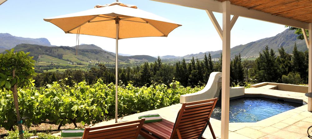The veranda and private plunge pool overlooking the beautiful valley at La Petite Ferme, Franschhoek, South Africa - Image 1