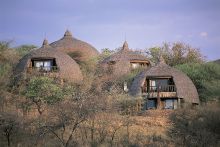 Close up view of rooms at Serena Serengeti Safari Lodge, Serengeti National Park, Tanzania