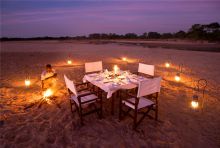 River dinner at Luwi Bush Camp, South Luangwa National Park, Zambia