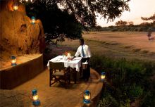 Fine outdoor dining at Kapani Lodge, South Luangwa National Park, Zambia