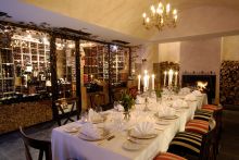 Dining in the wine cellar at Hotel Heinitzburg, Windhoek, Namibia