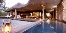 The private pool and sun deck overlooking the river at Chitwa House, Sabi Sands Game Reserve, South Africa