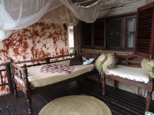 A comfortable outdoor area to lounge at Pole Pole Bungalow Resort, Mafia Island, Tanzania (Mango staff photo)