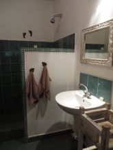 The shower and sink at Matemwe Beach Village, Zanzibar, Tanzania (Mango staff photo)