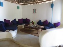 Piles of cushions for relaxing on at Matemwe Beach Village, Zanzibar, Tanzania (Mango staff photo)