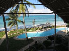The view out over the unique serpentine pool and the turquoise ocean at Dar House, Zanzibar, Tanzania (Mango staff photo)