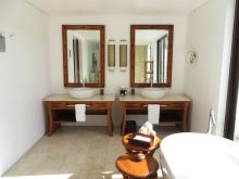 Simple but elegantly designed bathrooms at The Residence Zanzibar, Zanzibar, Tanzania (Mango staff photo)