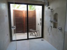 The spacious, modern bathroom in the Presidential Villa at The Residence Zanzibar, Zanzibar, Tanzania (Mango staff photo)