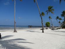 Pristine white sand beach laced with slender palm trees await guests at The Residence Zanzibar, Zanzibar, Tanzania (Mango staff photo)