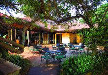 An outdoor dining courtyard at Zimbali Lodge, KwaZulu-Natal, South Africa