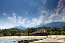 Mountains in the background at Kungwe Beach Lodge, Mahale Mountains National Park, Tanzania