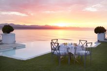 A private dinner overlooking the sunset at Plettenberg Hotel, Plettenberg, South Africa