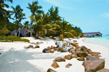 The gorgeous beach at New Emerald Cove, Praslin, Seychelles