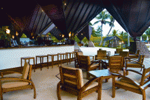 The open-air bar at New Emerald Cove, Praslin, Seychelles