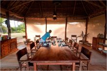 Al fresco dining at Lua Cheia Beach Camp, Mafia Island, Tanzania