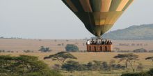 An option hot air balloon safari can be booked at Serengeti Wilderness Camp, Serengeti NCCA, Tanzania