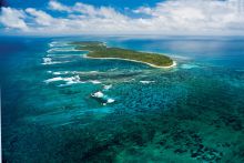Aerial shot of the islands at Desroches Island Resort, Desroches Island, Seychelles