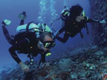 Scuba diving the reefs at Pole Pole Bungalow Resort, Mafia Island, Tanzania