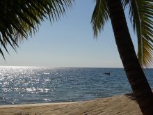 Boating floating on the ocean at Anjiamarango, Nosy Be, Madagascar (Mango Staff photo)
