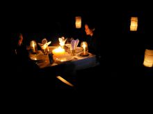 Candlelit dinner on safari