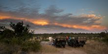 A sundowner cocktail amid the African bush at Elephant Plains Game Lodge, Sabi Sands Game Reserve, South Africa