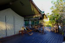 Family tent exterior at Selous Impala Camp, Selous National Park, Tanzania