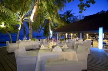 Fine dining outdoors at Kuredu Island Resort, Lhaviyani Atoll, Maldives