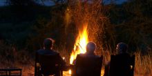 Regaling guests by the fire