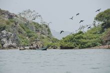 Fisherman at Bird Island at Rusinga Island Lodge, Lake Victoria, Kenya