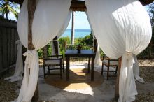 The gazebo offers private dining at Pole Pole Bungalow Resort, Mafia Island, Tanzania