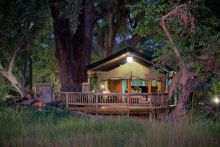 Tent exterior at Gunns Camp, Okavango Delta, Botswana