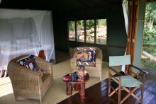 Honeymoon Banda interior at Sable Mountain Lodge, Selous National Park, Tanzania