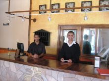 Reception area with the welcome staff at Andasibe Hotel, Andasibe National Park, Madagascar (Mango Staff photo)