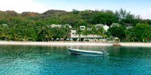 The setting of idyllic tropical beauty at Hotel L Archipel, Praslin, Seychelles