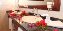 The guest bathrooms at Hotel L Archipel, Praslin, Seychelles