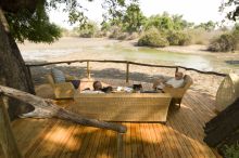 Relaxation on the deck at Kanga Camp, Mana Pools National Park, Zimbabwe