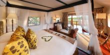 The guestrooms at the Khwai River Lodge, Moremi Game Reserve, Botswana