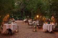A beautiful outdoor dining area at La Gazelle D'Or, Taroudant, Morocco