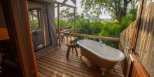 Bathroom at Jacana Camp, Moremi Game Reserve, Botswana (Dana Allen)