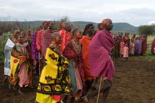 Maasai dancing in Loliondo at Buffalo Luxury Camp, Serengeti Loliondo, Tanzania