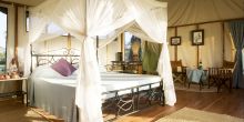 A beautiful guestroom at Maramboi Tented Camp, Tarangire National Park, Tanzania