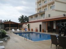 The pool and exterior at Mikhaels Hotel, Brazzaville, Republic of Congo (Mango Staff photo) 