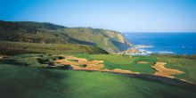 The golf course sits upon coastal cliffs and offers stunning ocean views at Pezula Resort and Spa, Knysna, South Africa